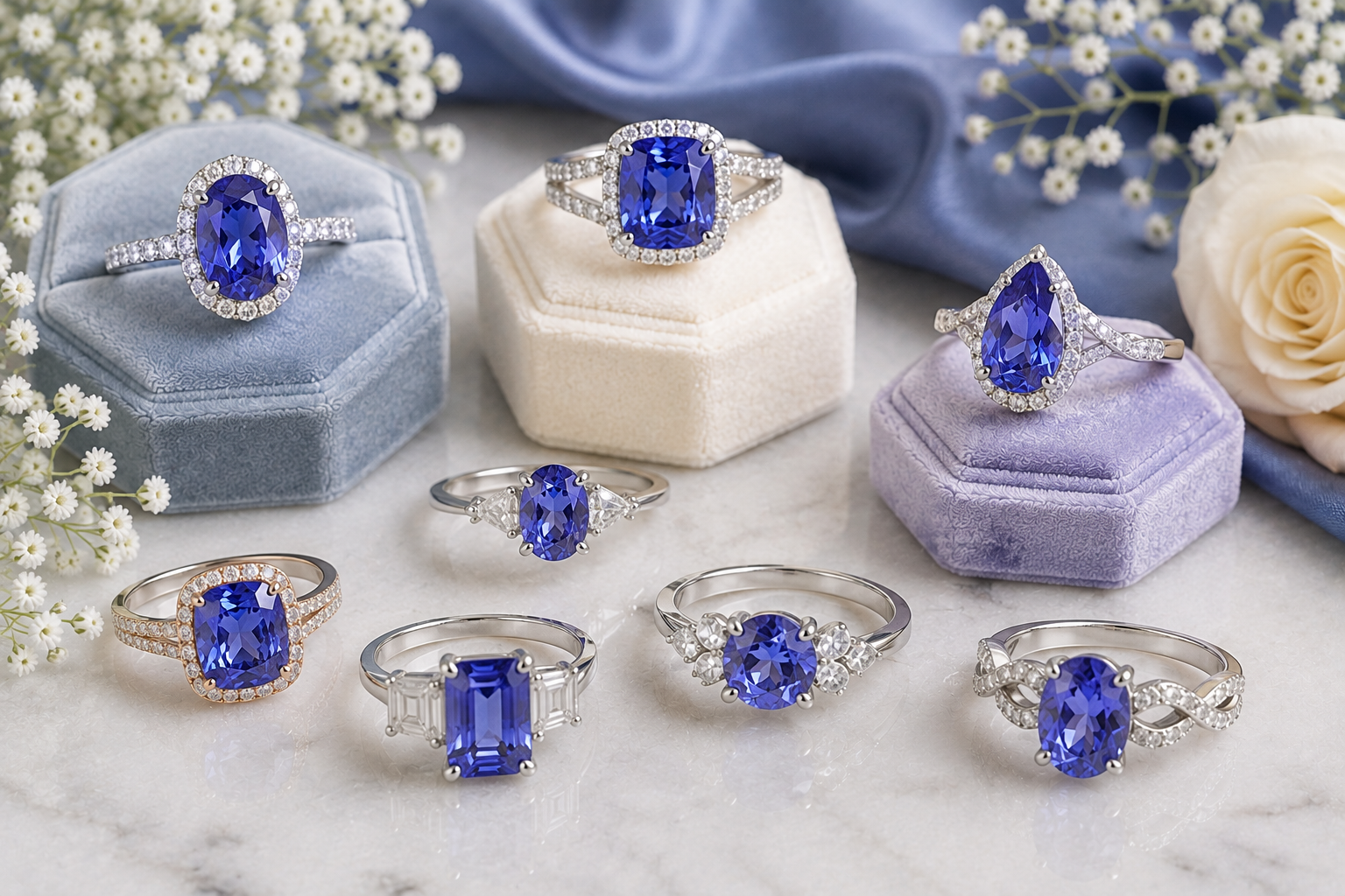 Top 10 Non-Diamond Engagement Ring Types for a More Unique Proposal 11 Tanzanite Engagement Rings 1 Top 10 Non-Diamond Engagement Ring Types for a More Unique Proposal - 11