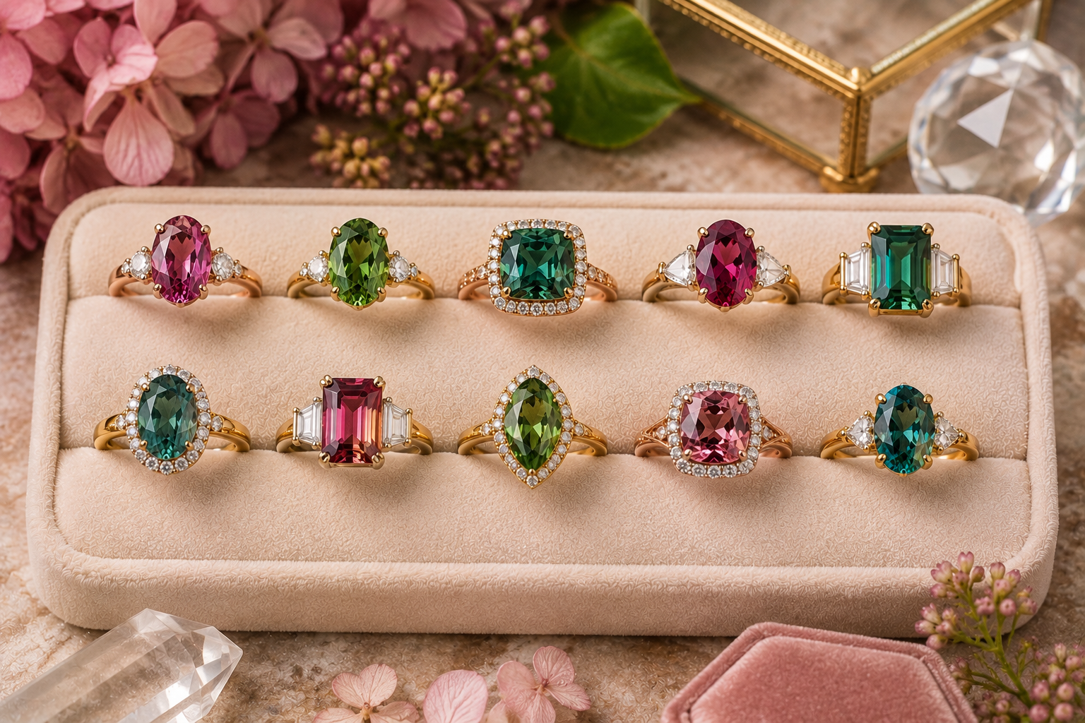 Top 10 Non-Diamond Engagement Ring Types for a More Unique Proposal 12 Tourmaline Engagement Rings 1 Top 10 Non-Diamond Engagement Ring Types for a More Unique Proposal - 12
