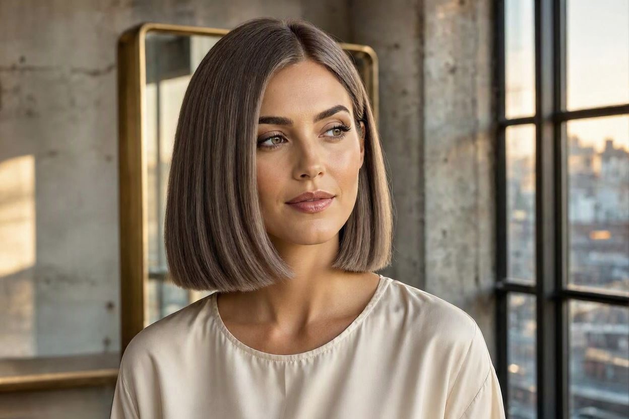 Completely Fashionable Medium Length Hairstyles 8 Blunt Shoulder Length Cut for a Modern Finish Completely Fashionable Medium Length Hairstyles - 8