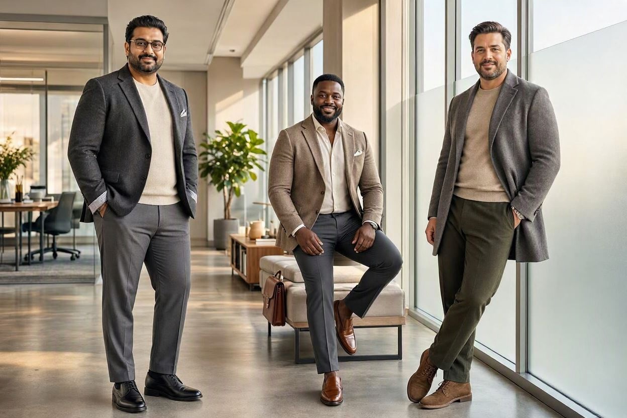 10 Fashion Tips for Plus-Size Men to Wear in Office 6 Build Your Office Wardrobe Around Sophisticated Neutral Colors 10 Fashion Tips for Plus-Size Men to Wear in Office - 6
