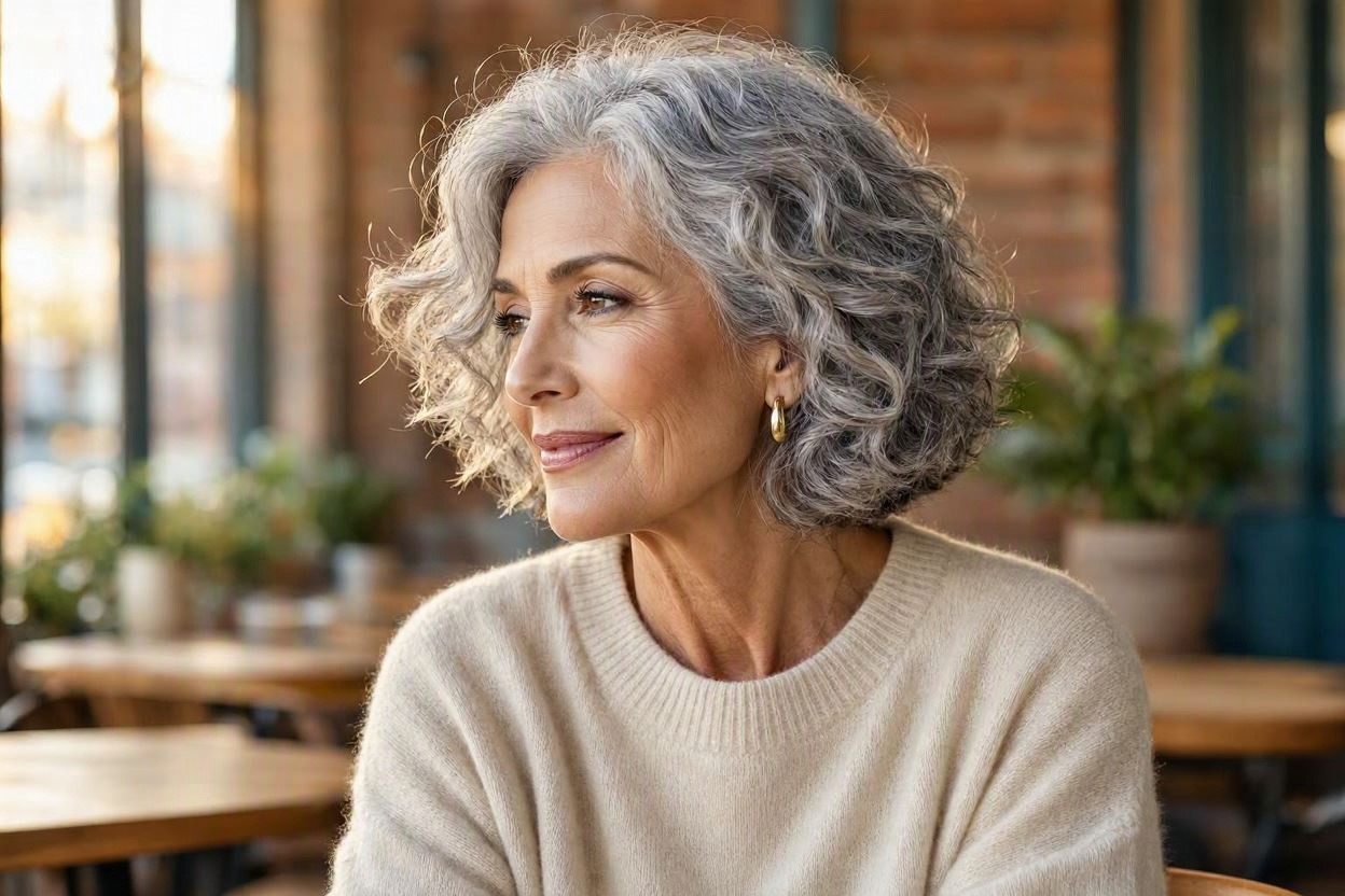 Curly Gray Bob for Natural 15 Beautiful Gray Hairstyles that Suit All Women Over 50 - 11