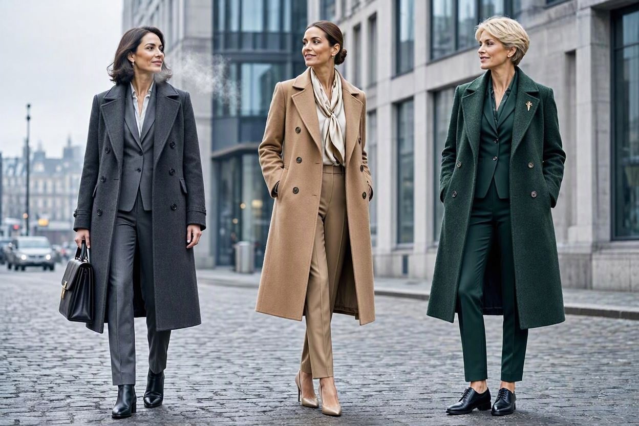 14 Elegant Winter Outfit Ideas for Business Women 14 Double Breasted Coat with a Coordinated Suit 14 Elegant Winter Outfit Ideas for Business Women - 14