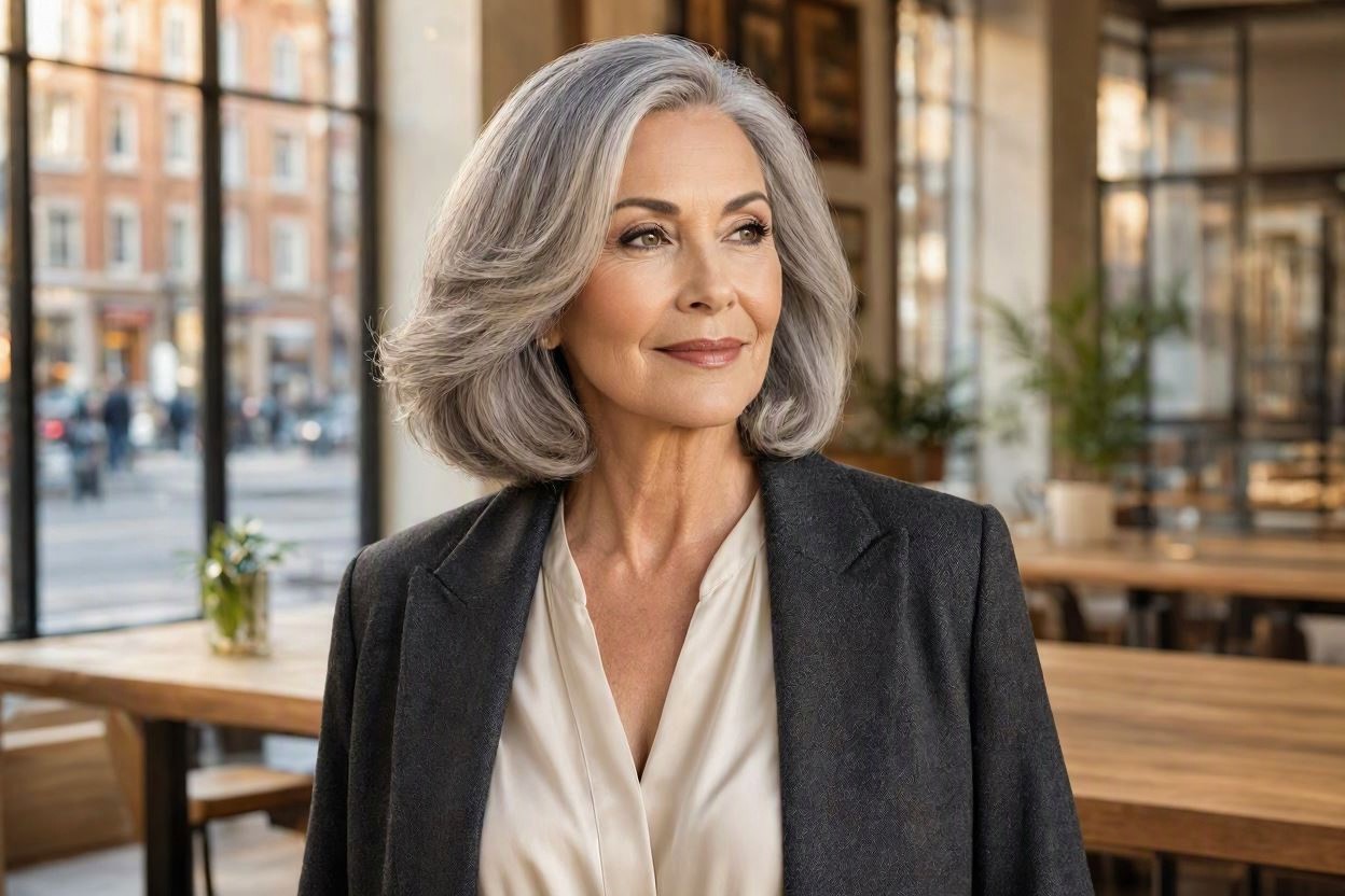 Elegant Gray Lob With Soft Waves 15 Beautiful Gray Hairstyles that Suit All Women Over 50 - 6
