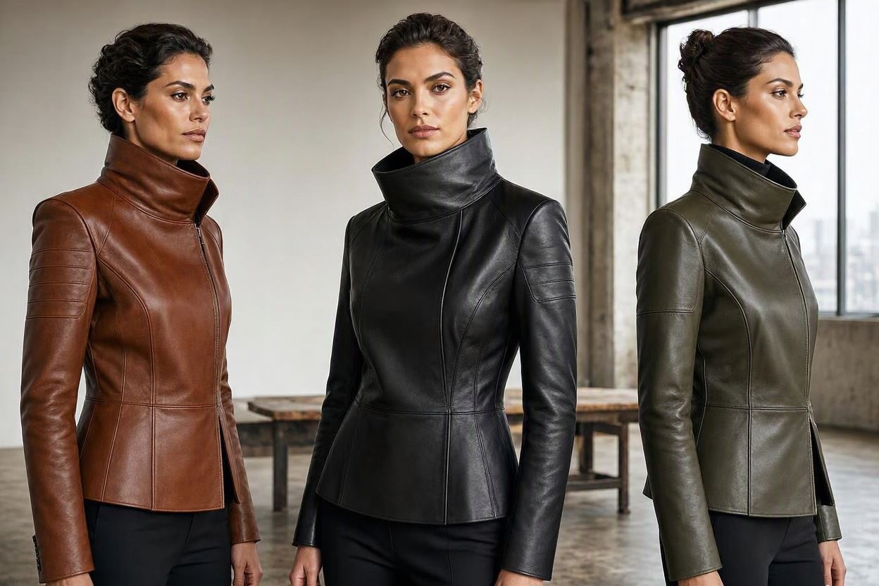 Funnel Neck Leather Jackets for a Sculptural Look 10 Most Stylish Leather Jacket Trends for Women - 6 leather jackets