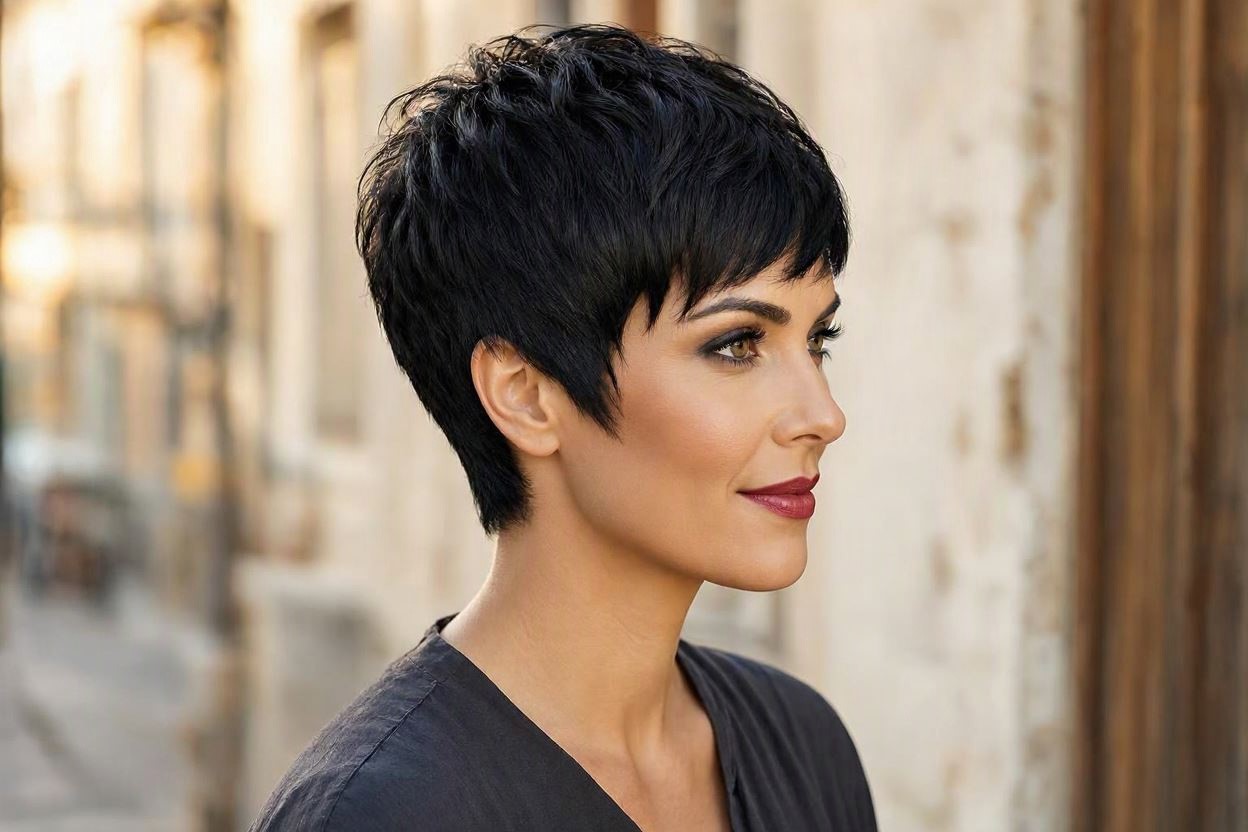Jet Black for Dramatic Definition 12 Marvelous Color Ideas for Women with Short Hair - 10