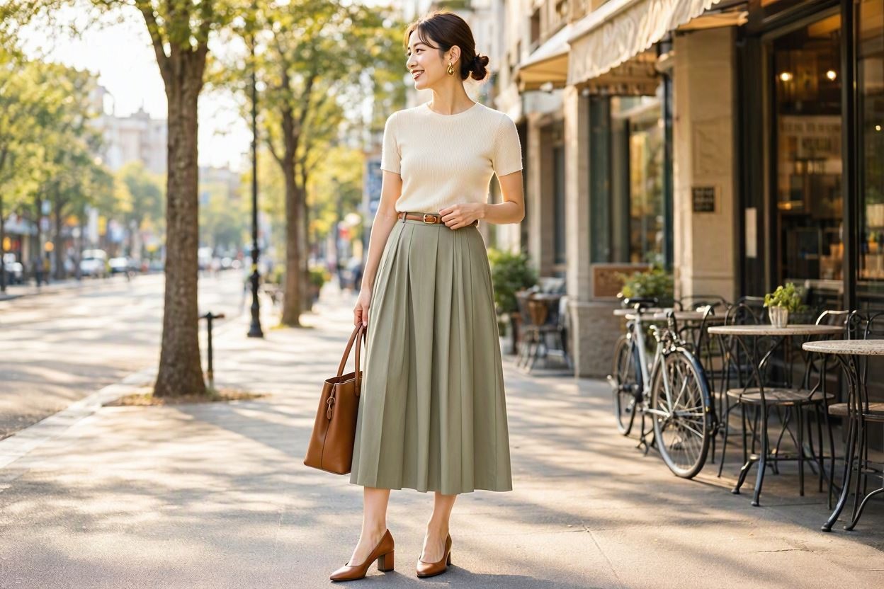 15 Stylish Work Outfit Ideas for Spring & Summer 7 Knit Top with a Pleated Midi Skirt 15 Stylish Work Outfit Ideas for Spring & Summer - 7