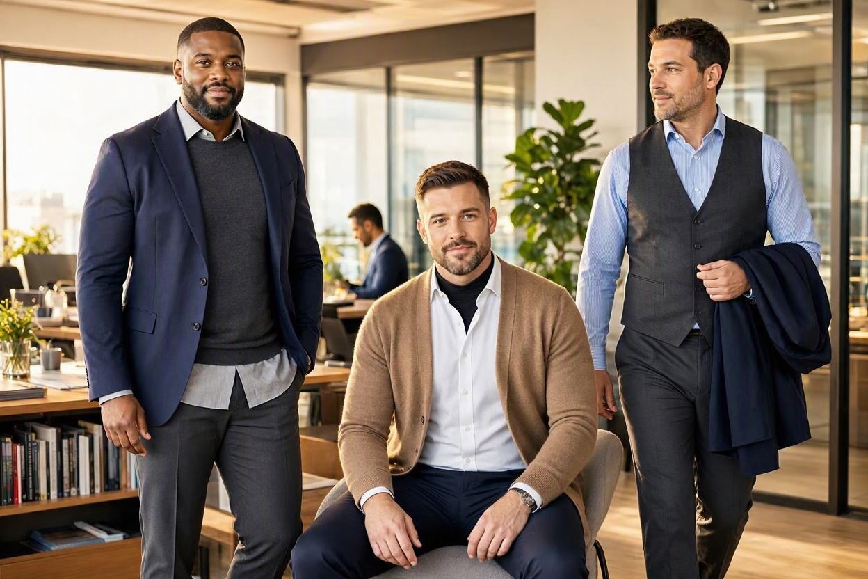 10 Fashion Tips for Plus-Size Men to Wear in Office 9 Layer Strategically Without Adding Unnecessary Bulk 10 Fashion Tips for Plus-Size Men to Wear in Office - 9