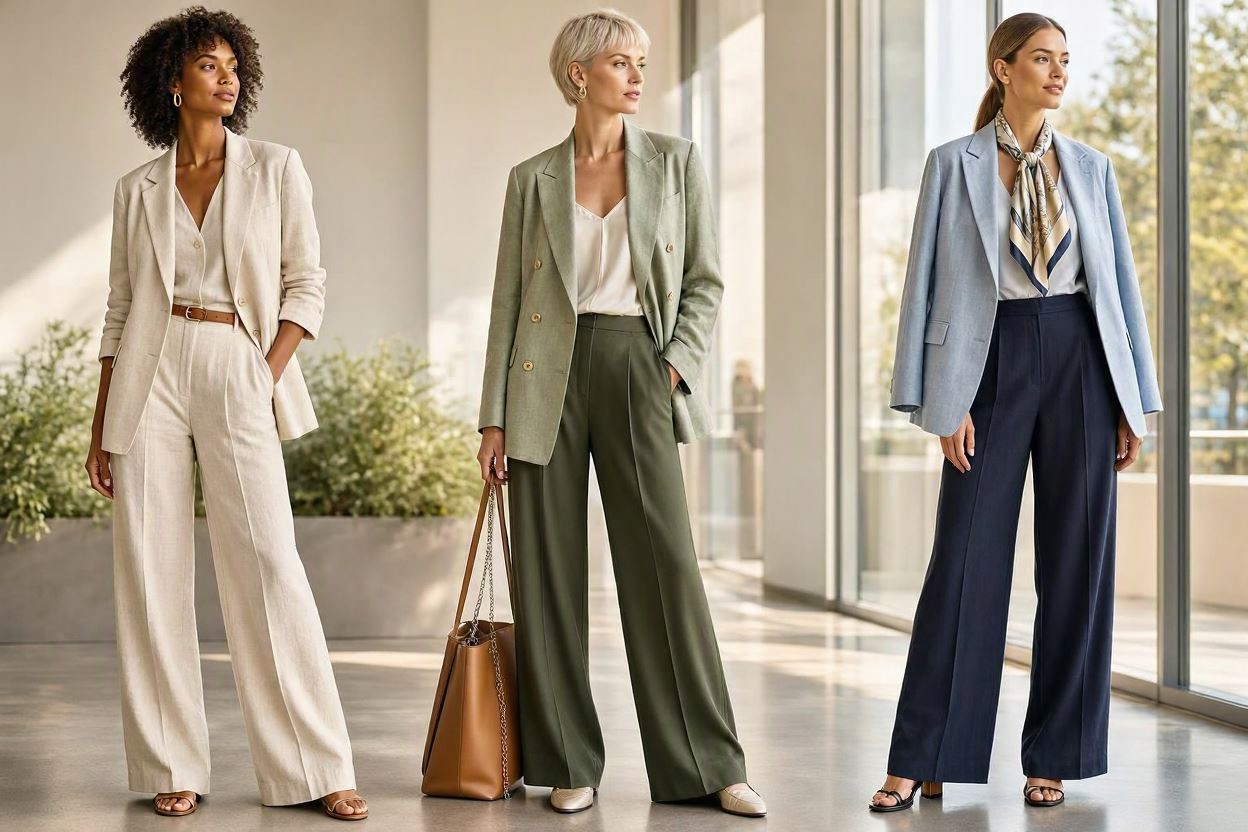 15 Stylish Work Outfit Ideas for Spring & Summer 3 Linen Blazer with Wide Leg Trousers 15 Stylish Work Outfit Ideas for Spring & Summer - 3