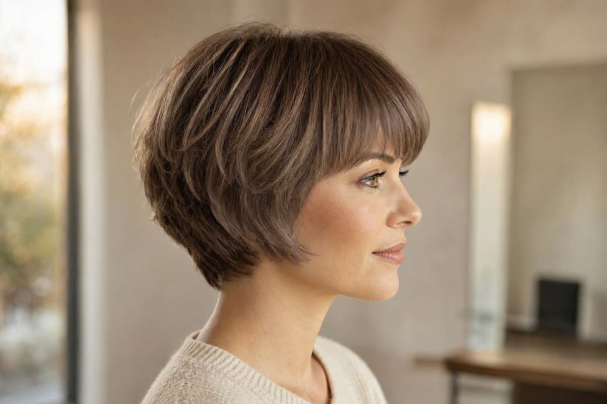 Mushroom Brown for Modern Neutral Elegance 12 Marvelous Color Ideas for Women with Short Hair - 12