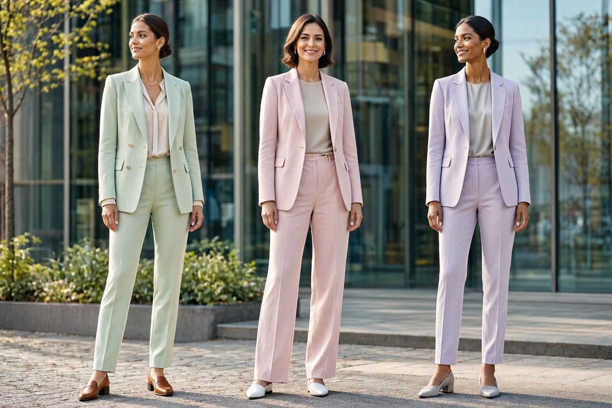 15 Stylish Work Outfit Ideas for Spring & Summer 6 Pastel Suit with a Neutral Top 15 Stylish Work Outfit Ideas for Spring & Summer - 6
