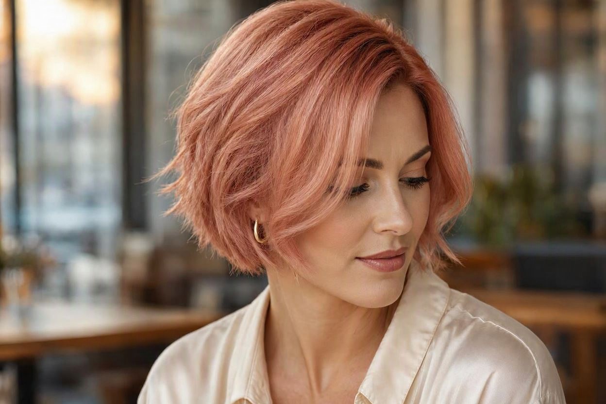 Rose Gold for a Soft Feminine Touch 12 Marvelous Color Ideas for Women with Short Hair - 11