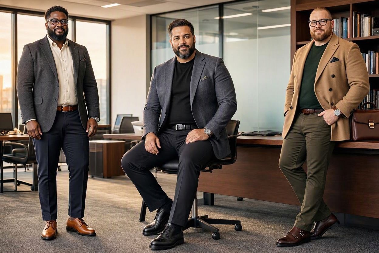 10 Fashion Tips for Plus-Size Men to Wear in Office 10 Select Shoes Belts Watches and Accessories in Proportion to Your Frame 10 Fashion Tips for Plus-Size Men to Wear in Office - 10