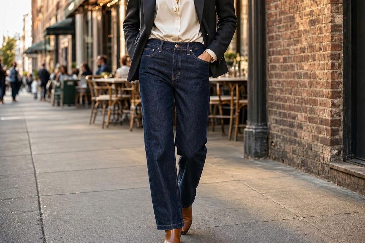 12 Must-Have Wardrobe Pieces Every Woman Over 40 Needs 5 Sophisticated Dark Wash Straight Leg Jeans 1 12 Must-Have Wardrobe Pieces Every Woman Over 40 Needs - 5