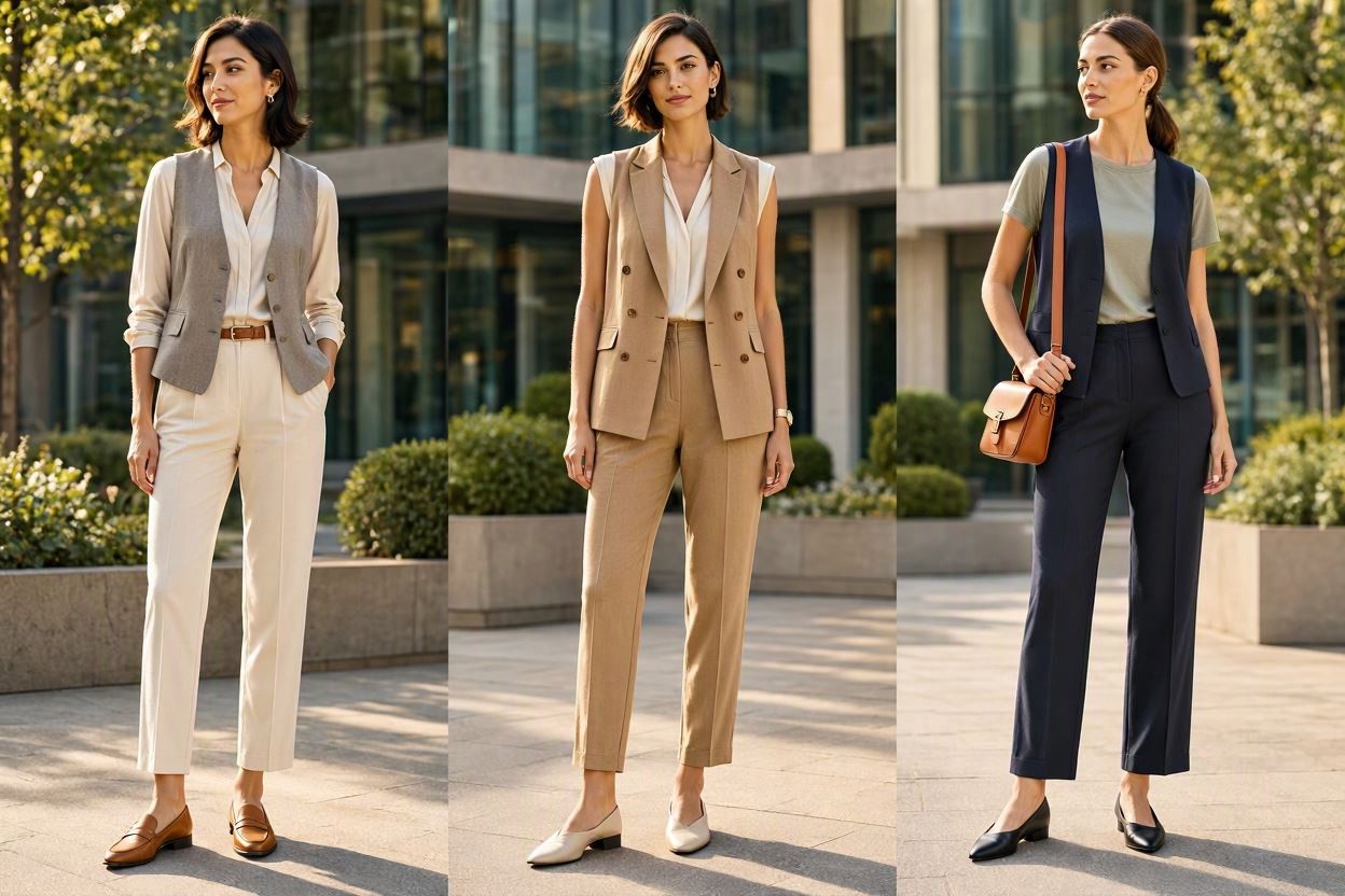 15 Stylish Work Outfit Ideas for Spring & Summer 14 Tailored Vest with Cropped Trousers 15 Stylish Work Outfit Ideas for Spring & Summer - 14
