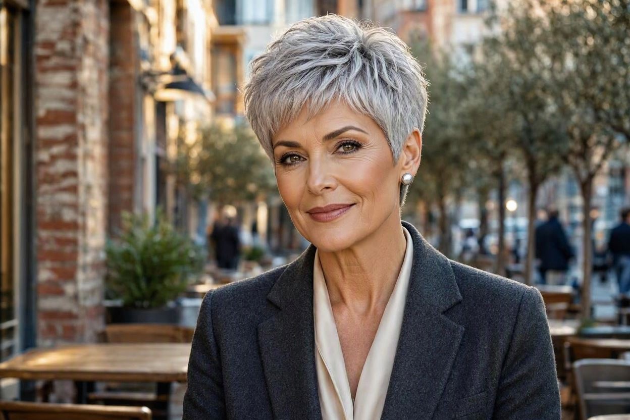 Textured Silver Pixie Cut 15 Beautiful Gray Hairstyles that Suit All Women Over 50 - 3