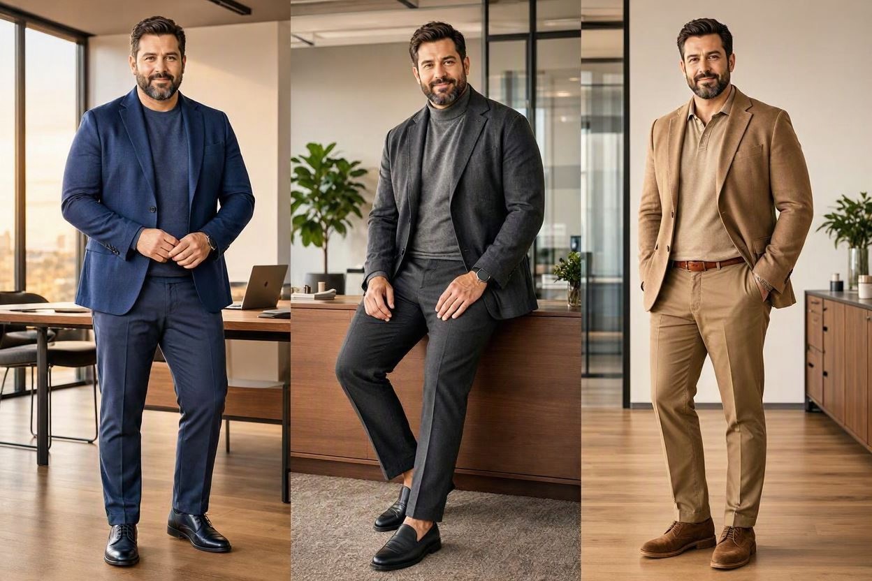 10 Fashion Tips for Plus-Size Men to Wear in Office 7 Try Tonal and Monochromatic Outfits for Easy Coordination 10 Fashion Tips for Plus-Size Men to Wear in Office - 7