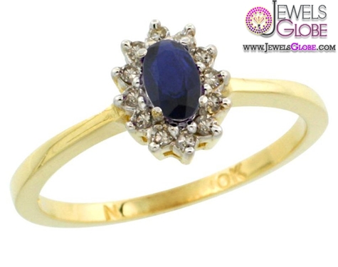 10k Gold Halo Engagement Created Blue Sapphire Ring