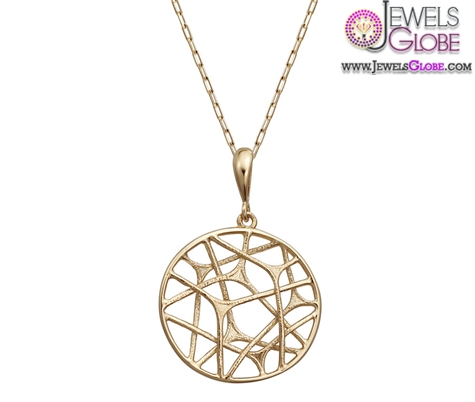 14k yellow gold fashion pendant round shape with design in center