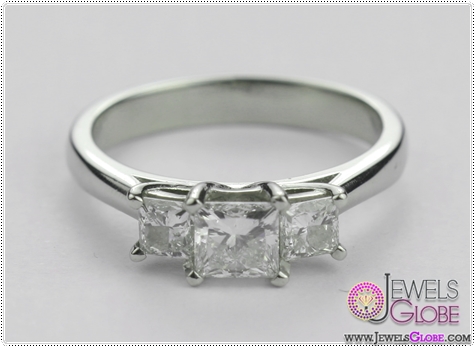 3 stone 18 carat white gold princess cut engagement ring
