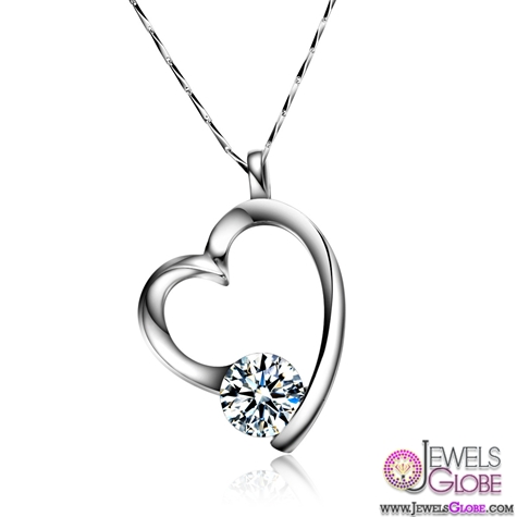 925 Silver Heart 1.25 carat diamond necklace Switzerland Ms. Arrows