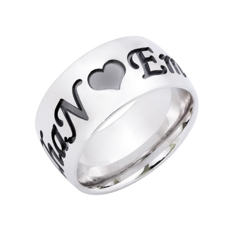 ASHYL Sterling Silver Name Ring With Heart