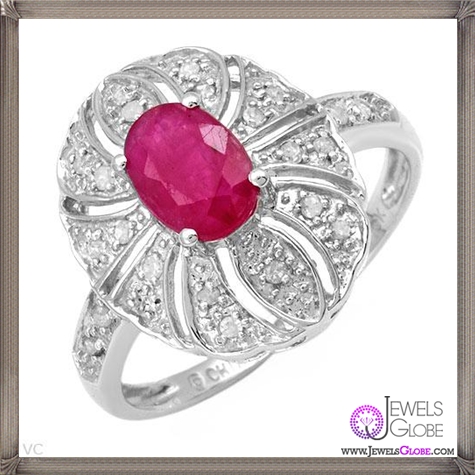 Attractive-Ring-With-Diamonds-and-Created-Ruby-Beautifully-Crafted 32+ Most Elegant Genuine Ruby Rings For Women