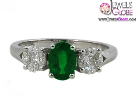 Ben Garelick Emerald and Diamond Three Stone Engagement Ring