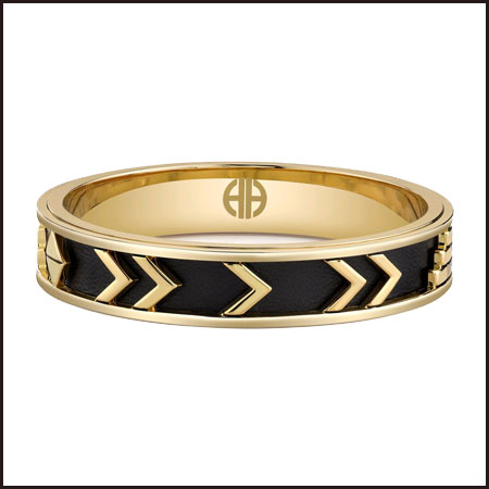 Black Aztec Bangle leather gold plated