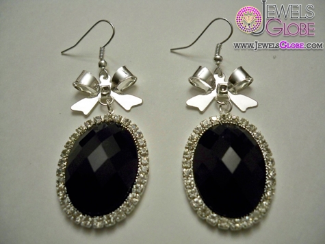 Black-Diamond-Accent-Silver-Women-Earring Latest Fashion Black Diamond Earrings For Women
