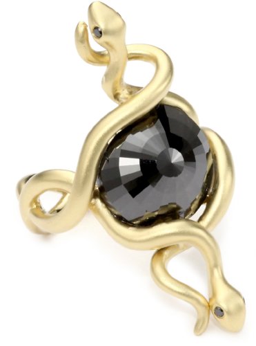 Borgioni Double Snake Black Diamond Center Stone Ring