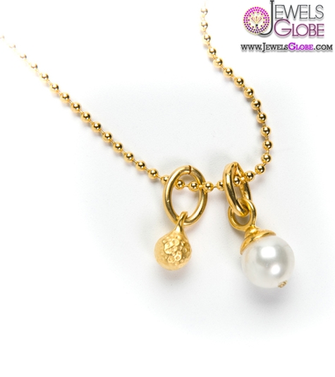 Chain Necklace with Gold Golf Charm and White Pearl