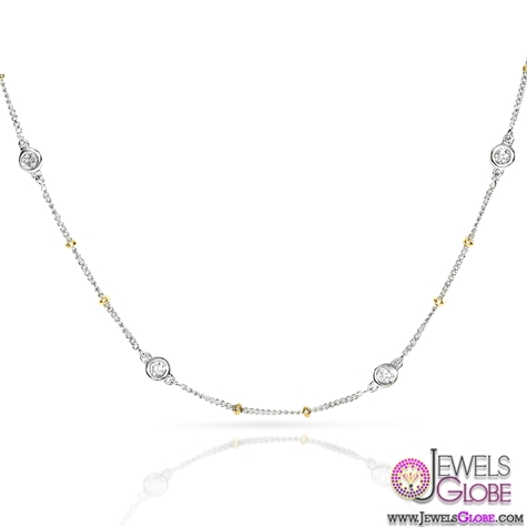 Diamond Necklace 2.5 carat ctw in 18k Two Tone Gold