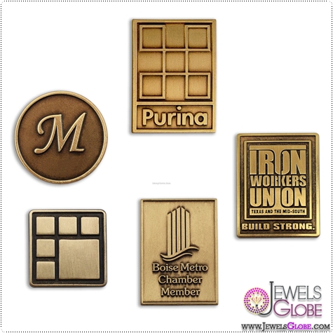 Etched Soft Enamel Pins With Antique Bronze Finish