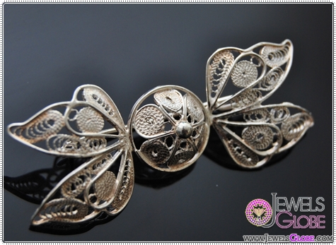 Fairy bow filigree Handmade silver brooch