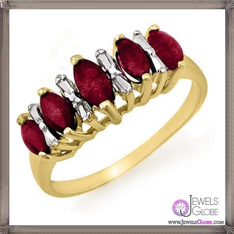 Genuine-0.88-ctw-Ruby-Ring-10K-Yellow-Gold 32+ Most Elegant Genuine Ruby Rings For Women