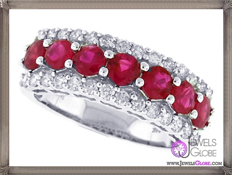Genuine-Ruby-Diamond-Engagement-Band-Ring-in-14Kt-White-Gold 32+ Most Elegant Genuine Ruby Rings For Women