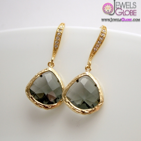 Gold-Earrings-Black-Diamond-Earrings-Cubic-Zirconia Latest Fashion Black Diamond Earrings For Women