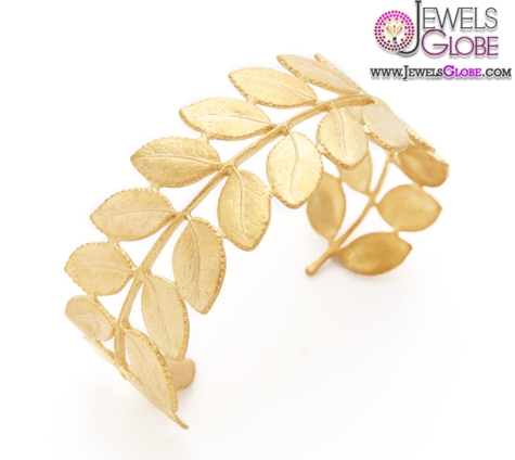 Gold Leaf Cuff Bracelet For Women