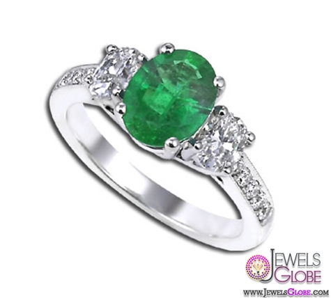 Green Emerald Diamond Engagement Ring Ziva Jewels for Sale