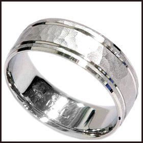 Hammered-Wedding-Band-Ring-Solid-Double-Inlay Men's Hammered Wedding Bands: Choose Best Designs