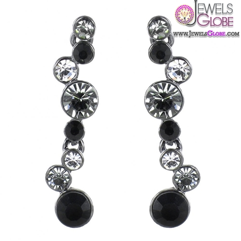 JOLIE-BIJOUX-Clear-or-Black-Diamond-Crystal-Drop-Earrings Latest Fashion Black Diamond Earrings For Women