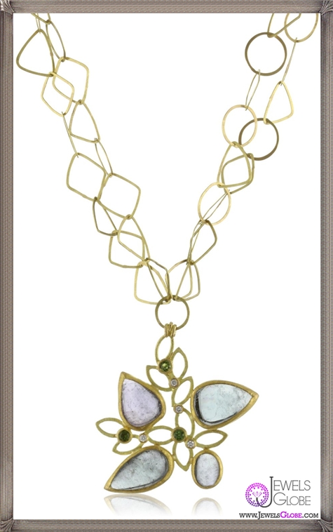 Julieli Metaform One Of A Kind Tourmaline 18k Gold Diamond Pendant Necklace
