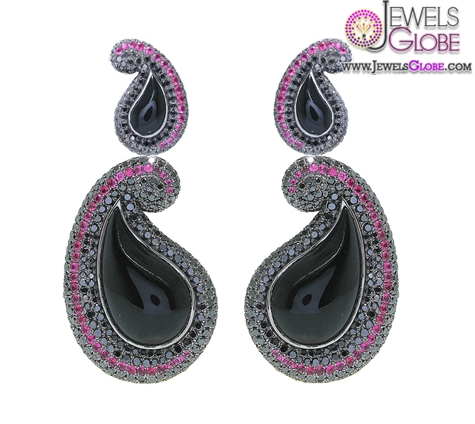 Kashmir-Black-Diamond-Earrings Latest Fashion Black Diamond Earrings For Women