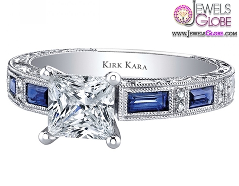 Kirk Kara Charlotte 18kt White Gold Blue Sapphire Engagement Ring
