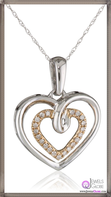 Kobelli Amour Rose and White Gold Round Diamond Fashion Pendant Necklace