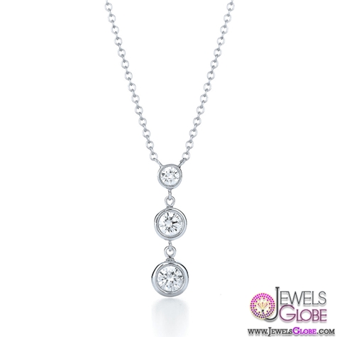 Kwiat Classic Collection Bezel set three stone drop diamond necklace