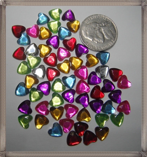 Multi Color Rainbow Heart Shaped Flat Back Rhinestones & Loose Gems