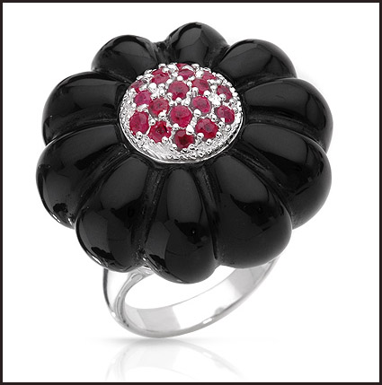Onyx-and-Rubies-Sterling-silver-Ring Hottest Sterling Silver Rings For Women