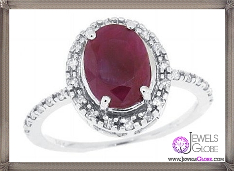 Oval-Genuine-Ruby-Ring-with-Diamonds-in-10Kt-White-Gold 32+ Most Elegant Genuine Ruby Rings For Women