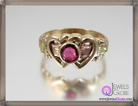 Scarce-HANDMADE-Victorian-tri-color-10K-gold-genuine-ruby 32+ Most Elegant Genuine Ruby Rings For Women